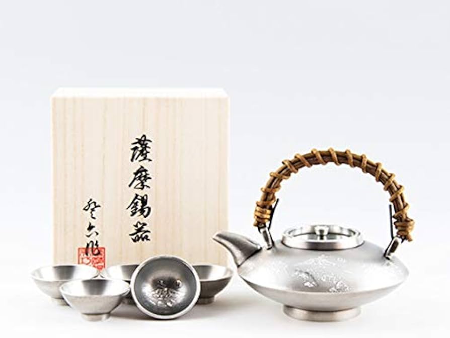 1090 薩摩錫器 錫 黒じょか・ちょか 桜島 イブシ加工 岩切　未使用 Amazon.co.jp: 薩摩錫器 錫 黒じょか・ちょか 桜島 イブシ加工 盃5ケ